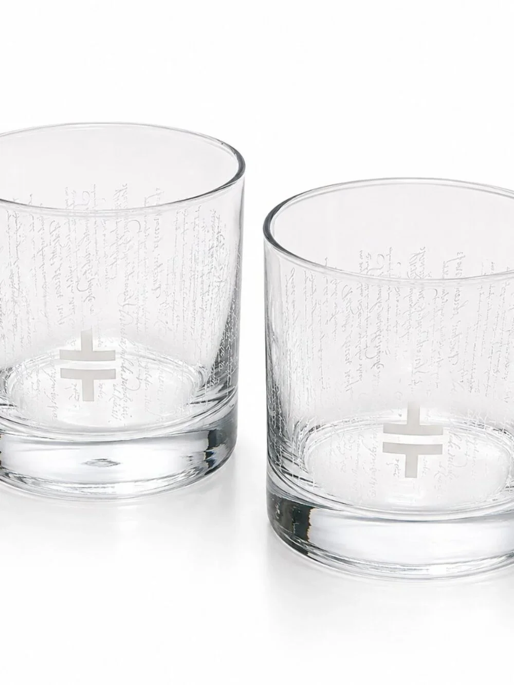 Set of 2 Slovenia Clear Etched Double Old Fashioned Glasses